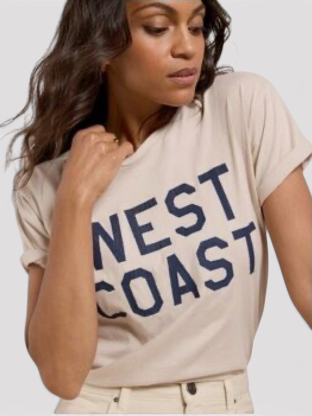 Retrobrand LA West Coast Tee Shirt 100% Cotton Size Small Cream Navy